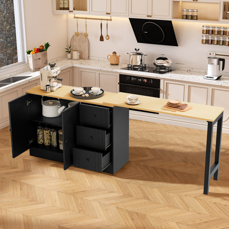 Buffet rectangulaire moderne avec rangement 89,7 po Modern, Marine