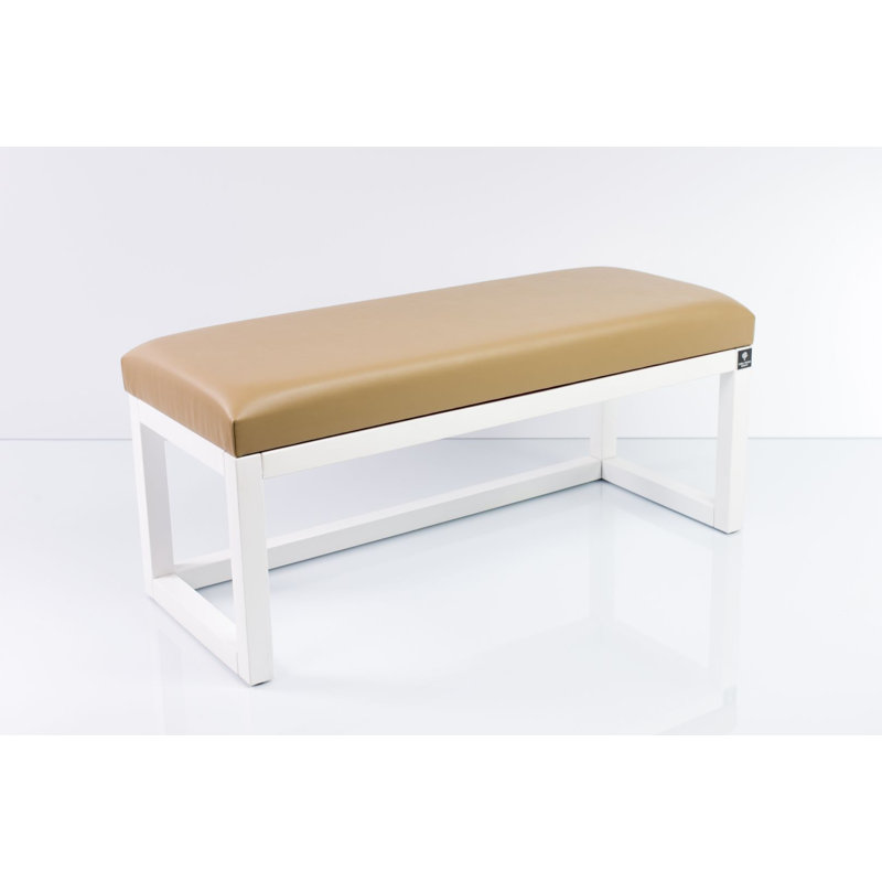 Faux Leather Upholstered Bench, Beige, 40cm H x 55cm W x 35cm D