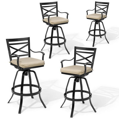 Guislaine 30" Aluminum  Swivel Patio Bar Stool with Sunbrella Cushion
