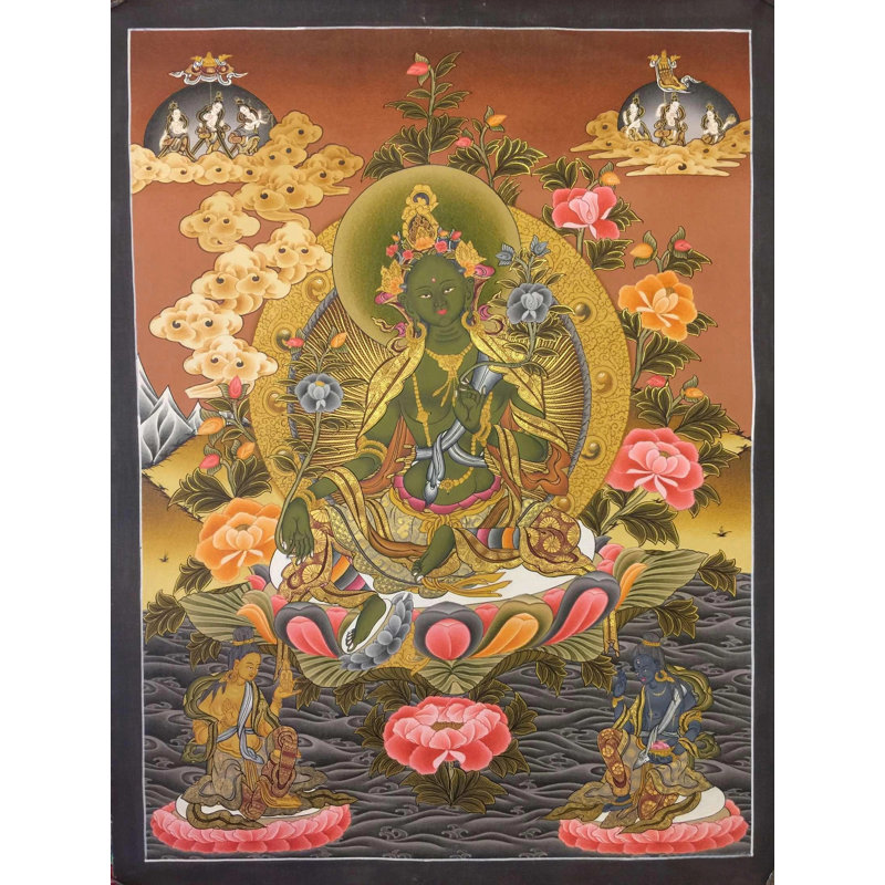 Vert Tara Thangka (Thangka sans brocart)