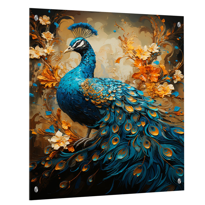 Westbury - paon, art mural en acrylique, H 20 po x l 12 po