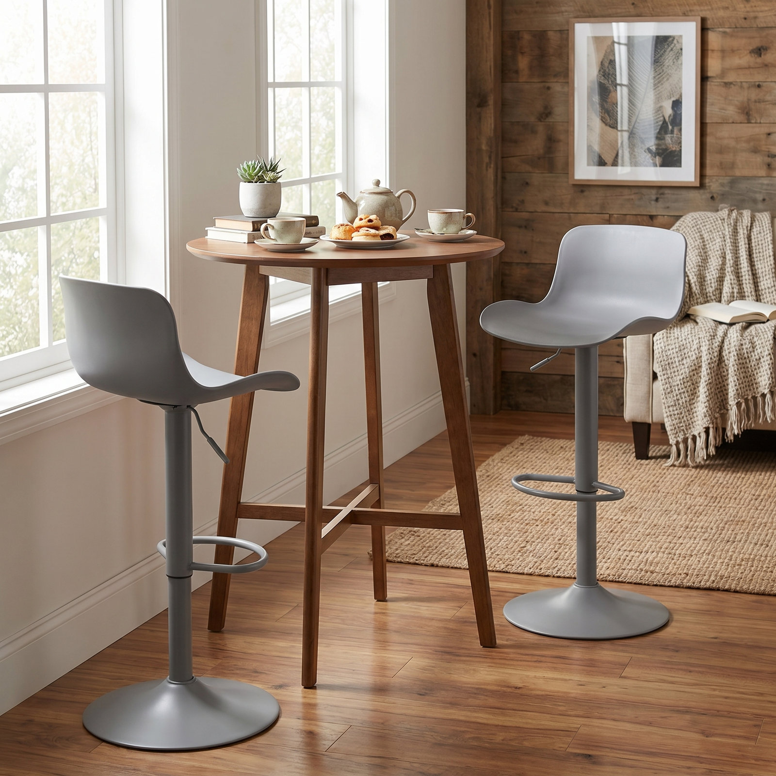 Meli Swivel Bar Stool, Gray