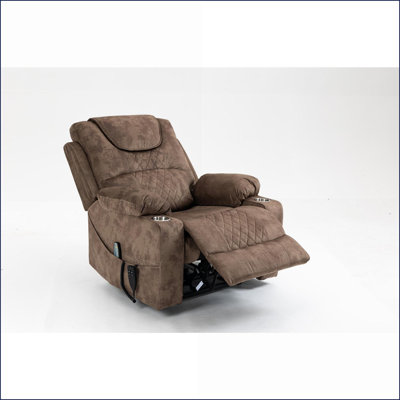 Fauteuil inclinable Lift, surdimensionné à 180 ° avec moteur OKIN, capacité de 400 lb | Velours | Noyer brun