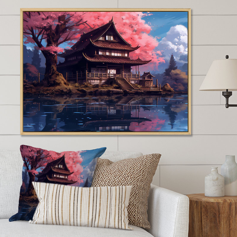 «Cherry Blossom At The Samurai Land» sur toile, Cadre naturel flottant, H 30 po x l 40 po x P 1,5 po