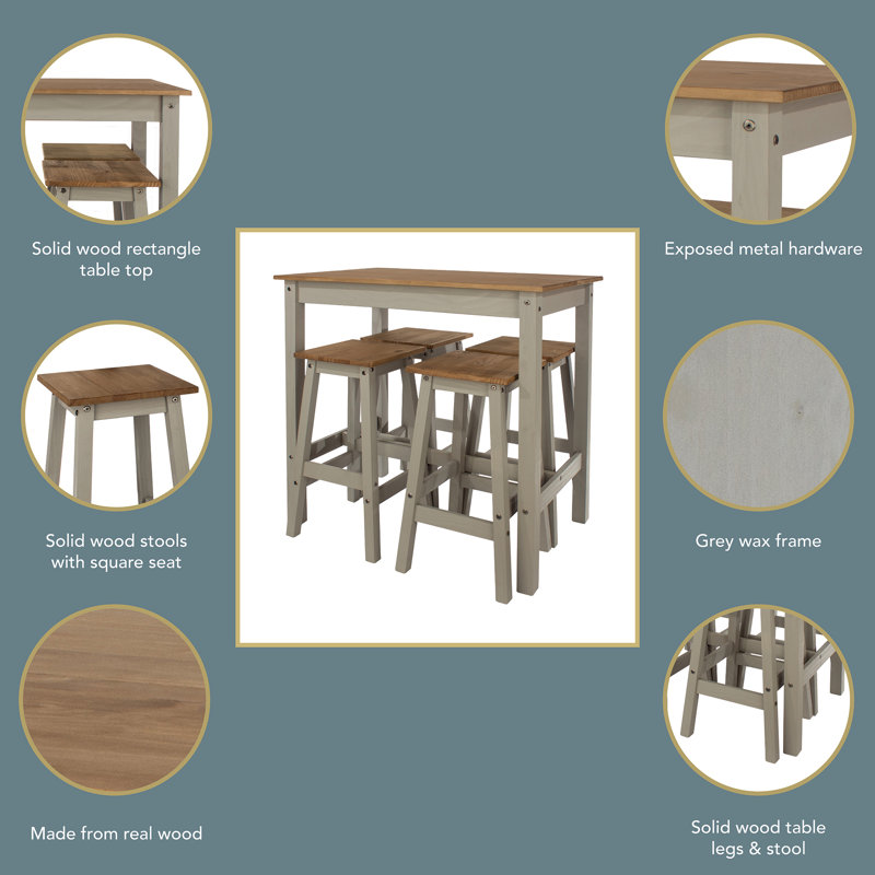 Lucian 4 - Person Pine Solid Wood Dining Set