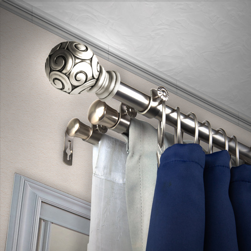 Ensemble de tringle à rideaux réglable 0,81 po Abinayan, 28" - 48", Nickel satiné