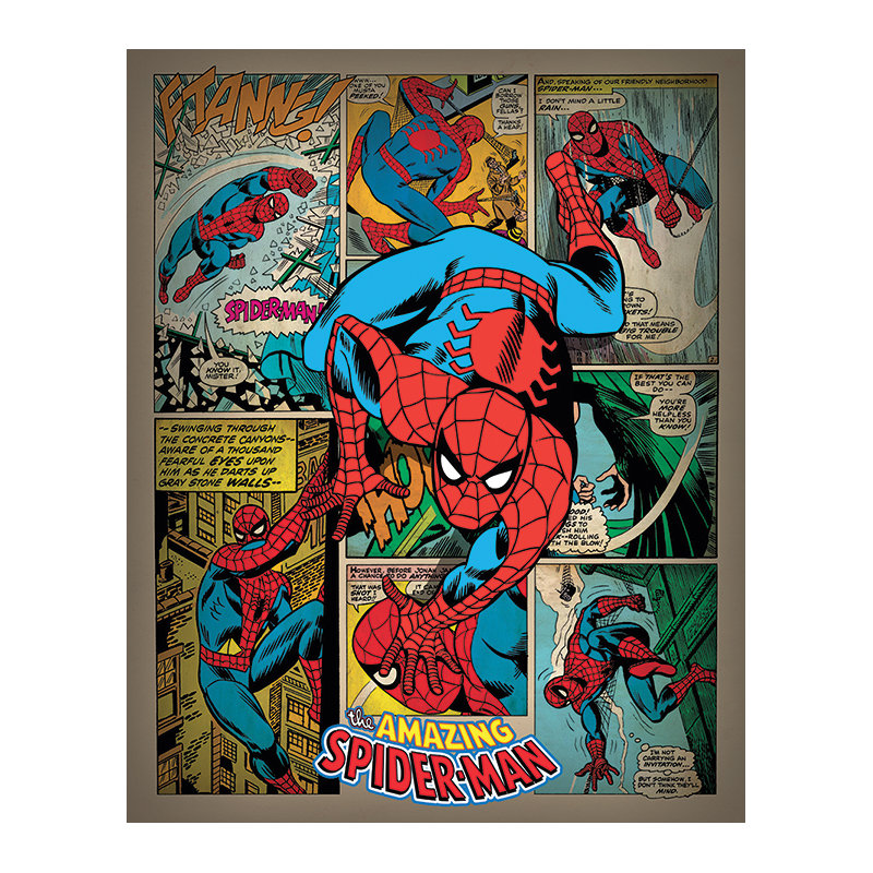 Spiderman Retro - Wrapped Canvas Rectangle Print, 50cm H x 40cm W