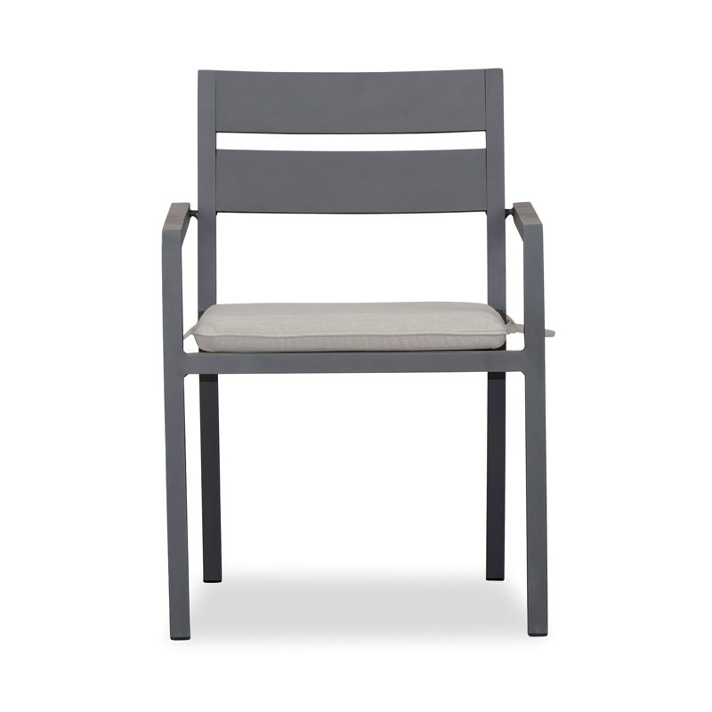Pacifica Dining Arm Chair - White - Canvas Flax, Cast Silver Sunbrella®, Slate
