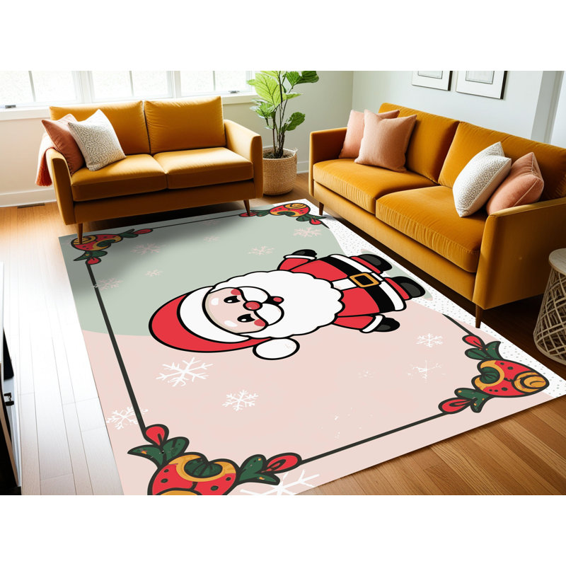 Tapis de vacances d'hiver de Noël lavable The Holiday Aisle®, Rectangle de 5 pi x 8 pi