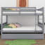Lit superposé double en bois d'hévéa double avec lit gigogne, échelle convertible et garde-corps-105783204
