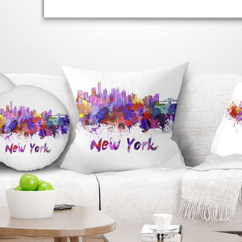 Coussin d’horizon de new york cityscape, 16 po x 1 po, Coussin décoratif