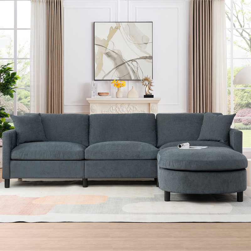 Canapé modulaire 2 pièces Milka, Polyester gris foncé