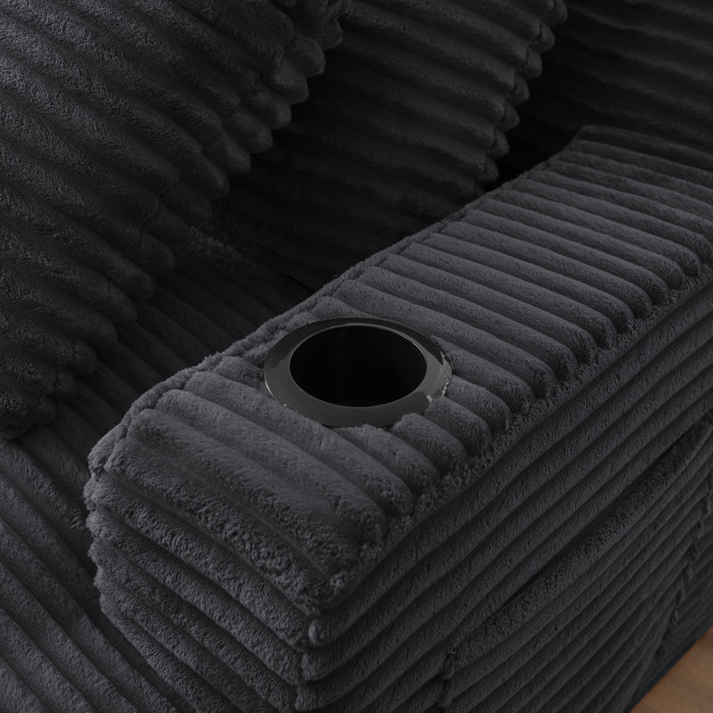Méridienne double compressible avec porte-gobelets, Gris foncé