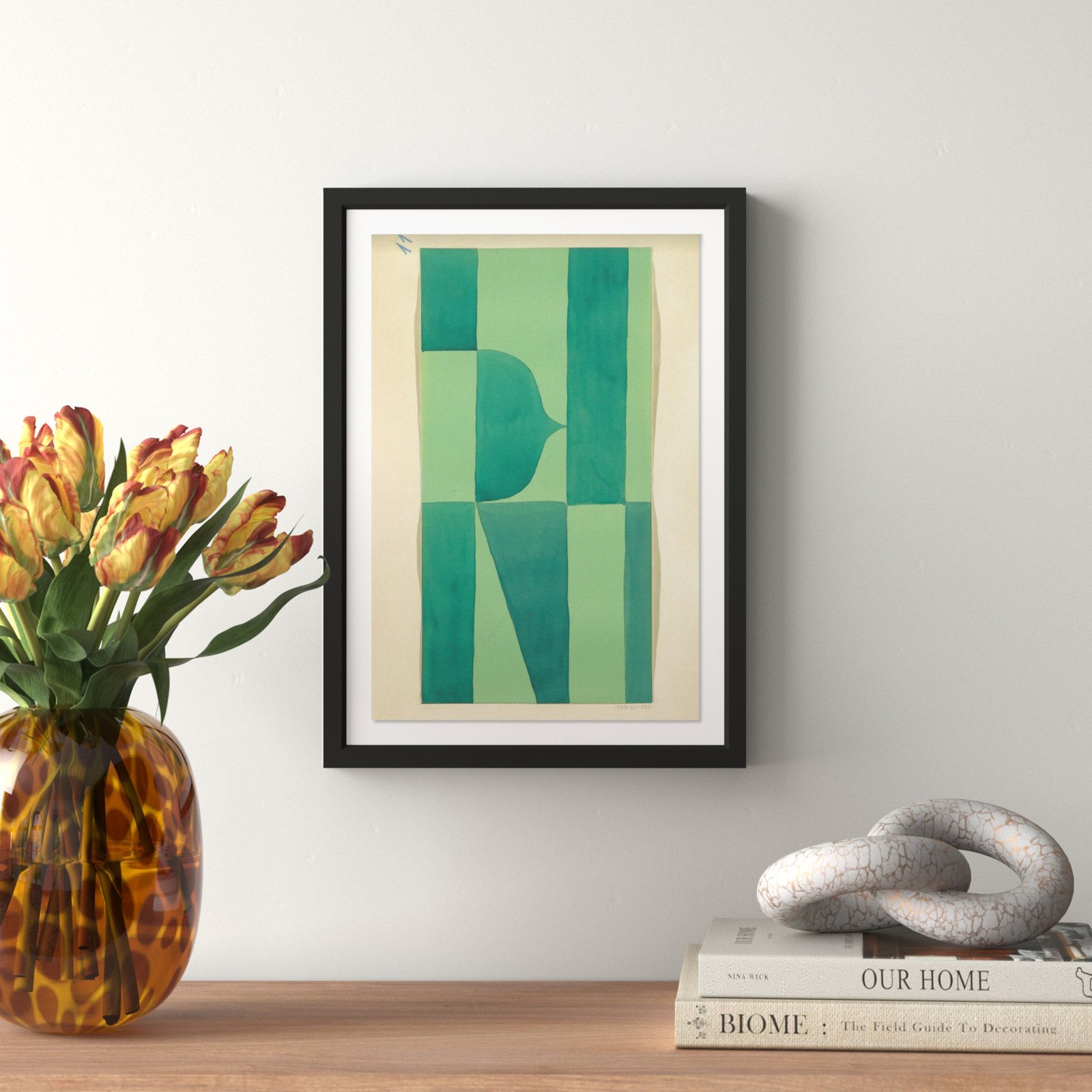Erickson "Green Abstract" Print by Oliver Gal, 16" H x 11" W, Black