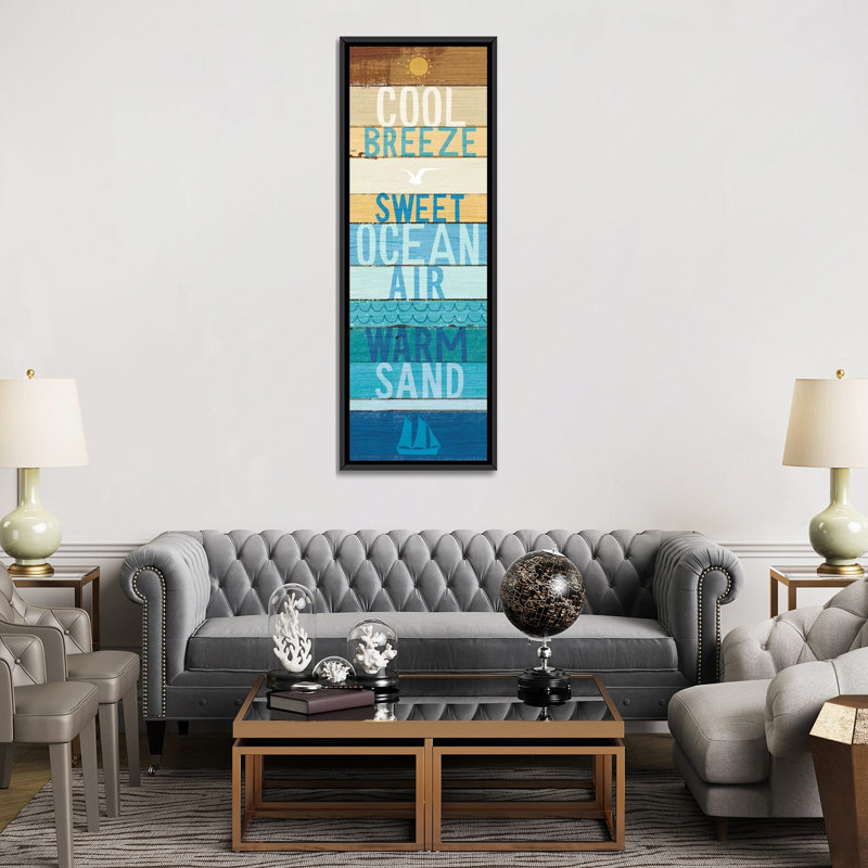 «Beachscape Inspiration II», art textuel sur toile, H 36 po x l 12 po x P 1,5 po, Toile avec cadre noir