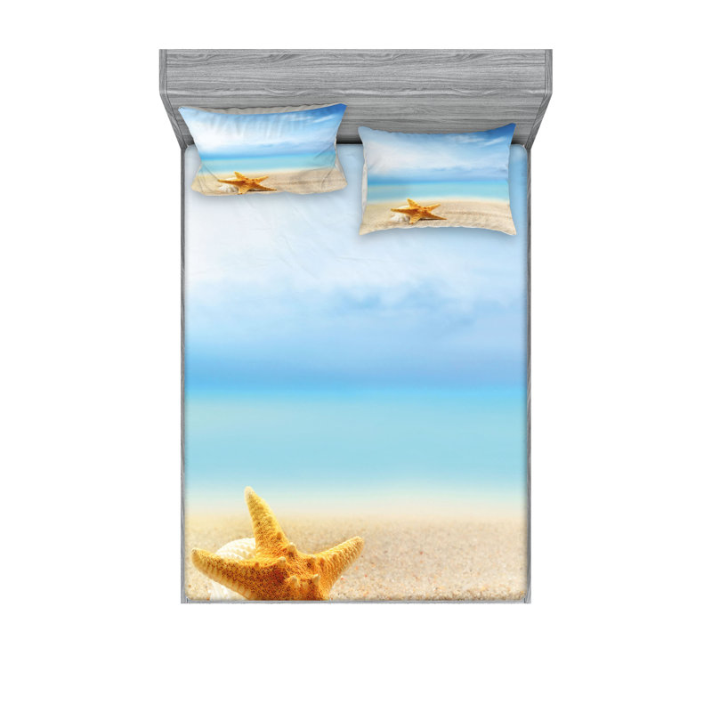 Multicolore ensemble de draps et taies décoratifs Ambesonne Starfish, Full Sheet Set + 1 Fitted Sheet + 4 Pillowcases