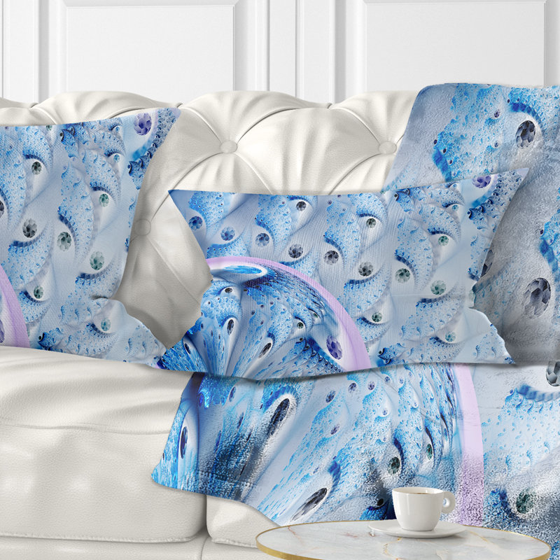 Coussin lombaire floral fractal Abstract, Bleu / mauve