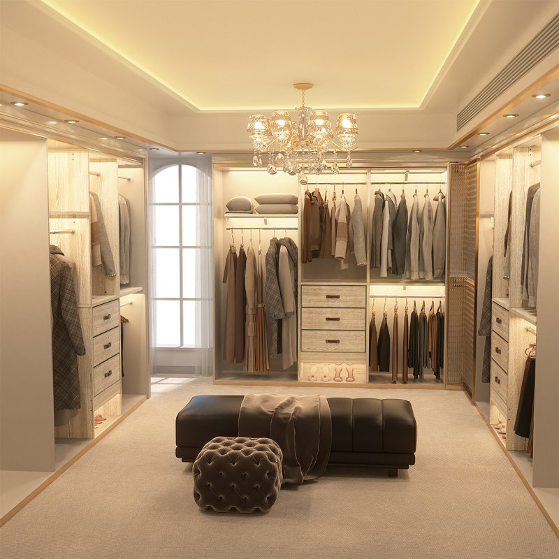 Nakada 19'' - 59" W Small Closet System with Drawers, Wood