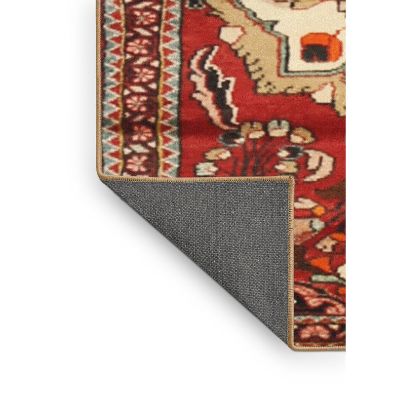 Tapis traditionnel rouge / beige, Rectangle 5 pi x 7 pi