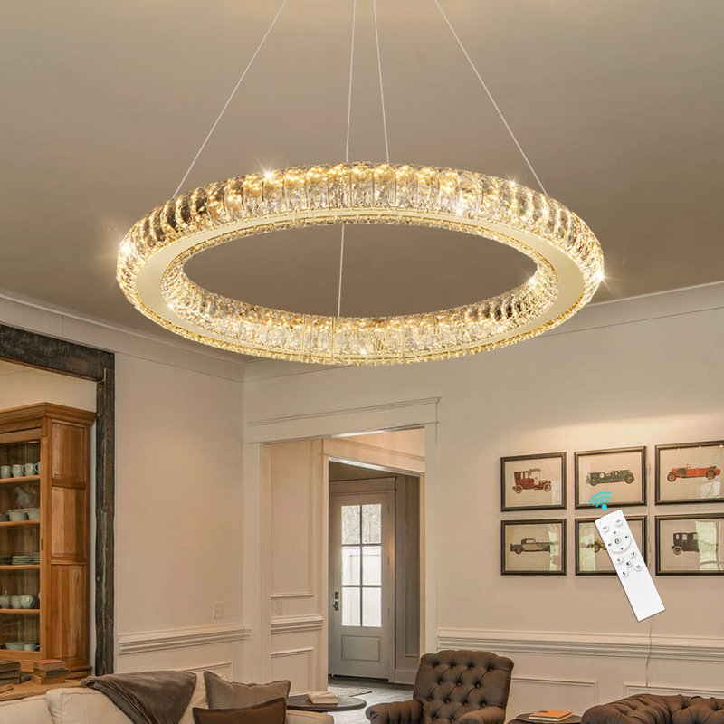 Modern Dimmable Ring Led Chandelier, Silver