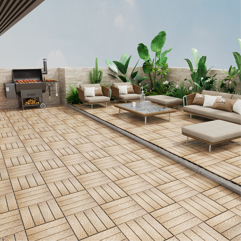 Paquet de tuiles de plancher en composite de bois et plastique 22 WPC, Teck