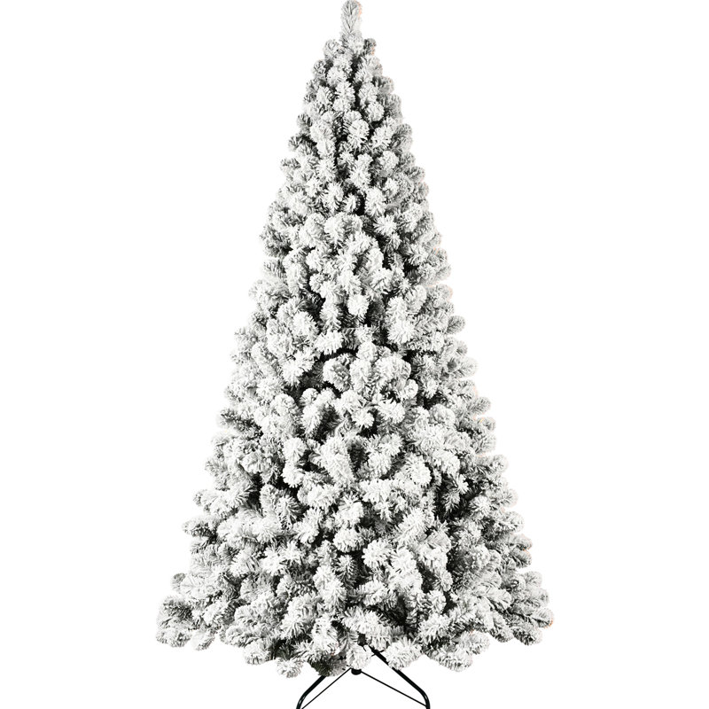 Arbre de Noël enneigé 5 pi avec 200 lumières blanches chaudes, 551 pointes, dépliage automatique et base en métal pour décoration festive