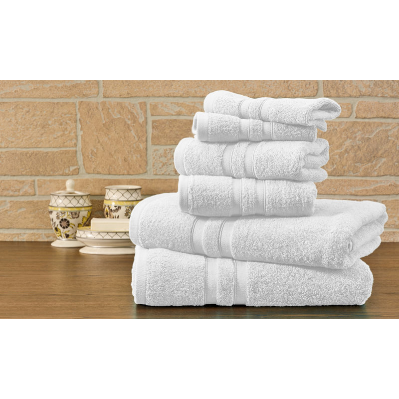 Ensemble de 6 serviettes en coton 100% de qualité égyptienne Bibb Home, Blanc