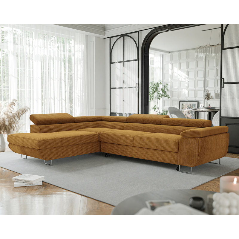 4 Seater Sofa Bed, Left Hand Facing, Brown