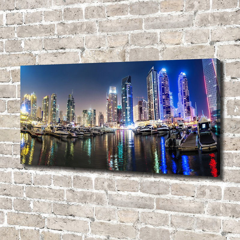 Dubai At Night - Wrapped Canvas Print