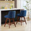 Tabourets de bar pivotants à hauteur de comptoir avec siège de 26 po, conception rembourrée confortable en bleu pour les cuisines et les bars modernes-1545269779