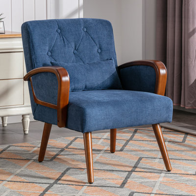 Iride 32.48" W Upholstered Armchair With Pillow and Wooden Legs