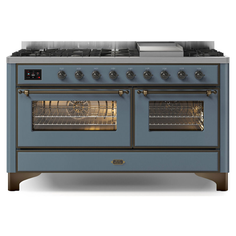 Majestic II 60" 5.02 cu. ft. Freestanding Dual Fuel Range with Griddle, Natural Gas, Blue Gray/Copper
