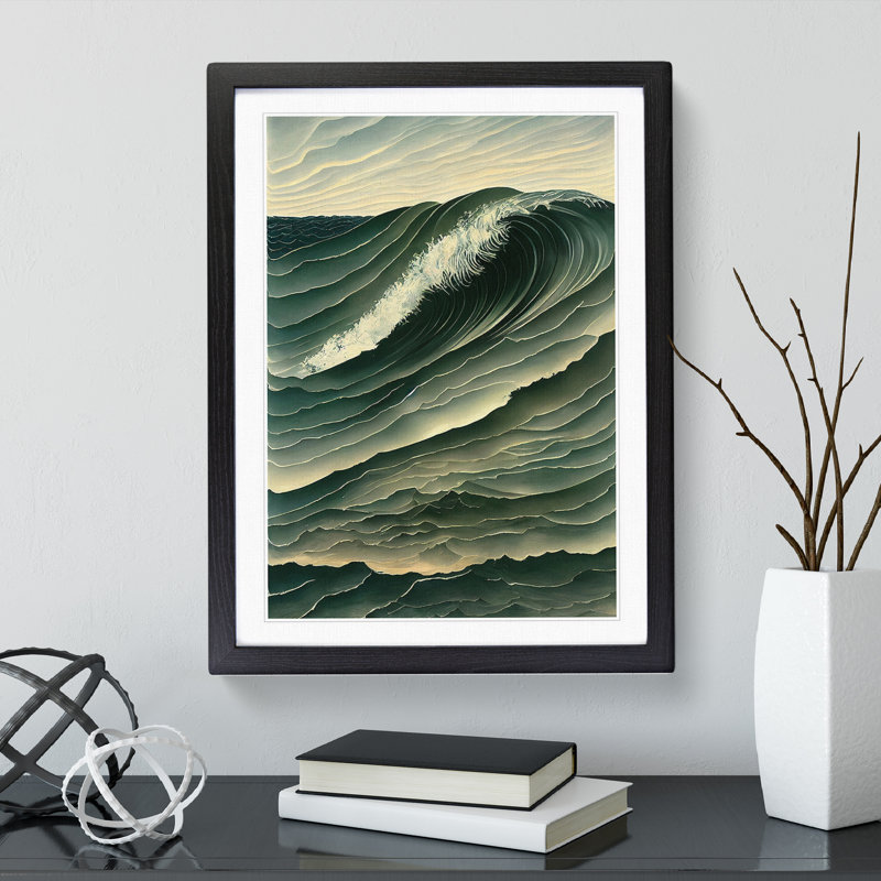 Crashing Ocean Wave - Single Picture Frame Painting, Black Framed, 64cm H x 46cm W x 2cm D