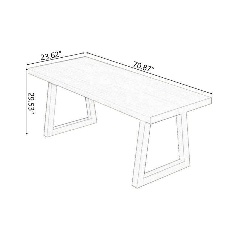 Bureaux rectangulaires en bois massif Burlywood, H 29,53 po x l 70,87 po x P 23,62 po