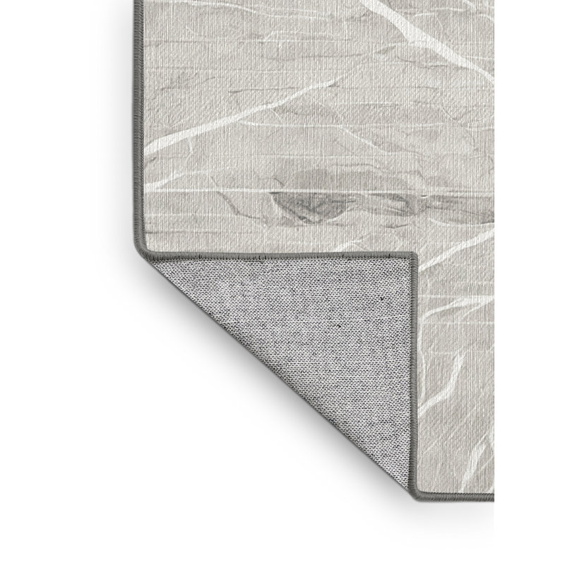 Machine Washable Gray Area Rug, Rectangle 5' x 8'