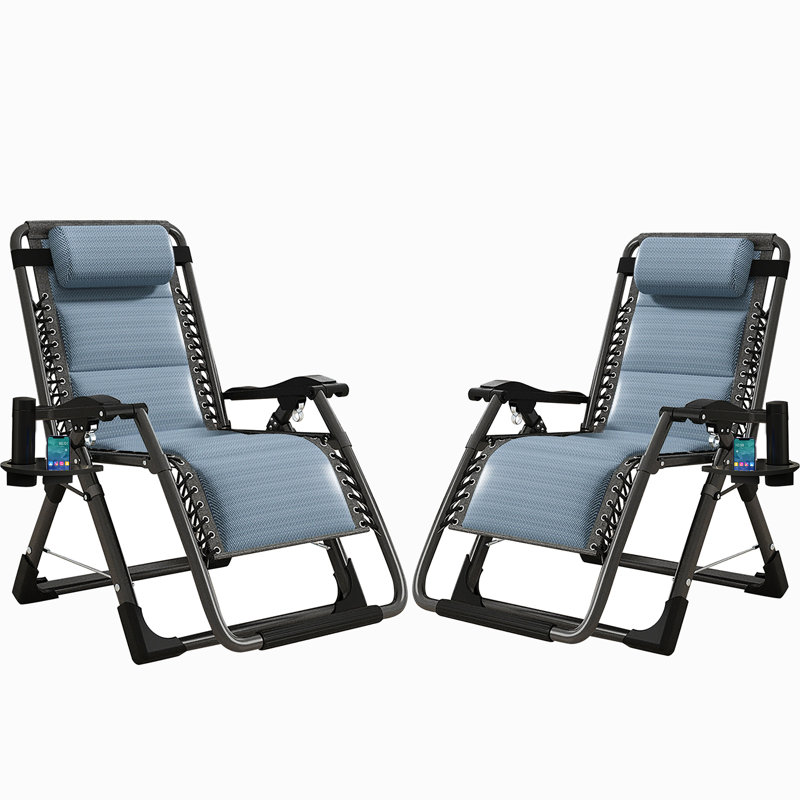 Lare Zero Gravity Chair Adjustable Reclining Patio Chairs with Removable Cushion,Headrest & Tray, Blue