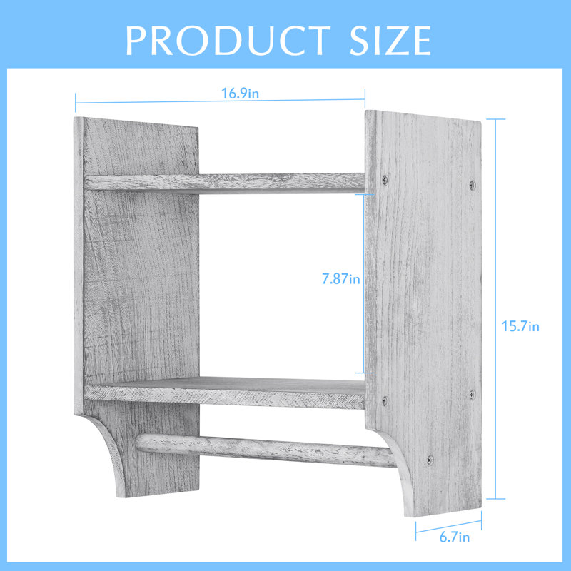 Calyce 2 Piece Floating Shelf with Towel Bar, White