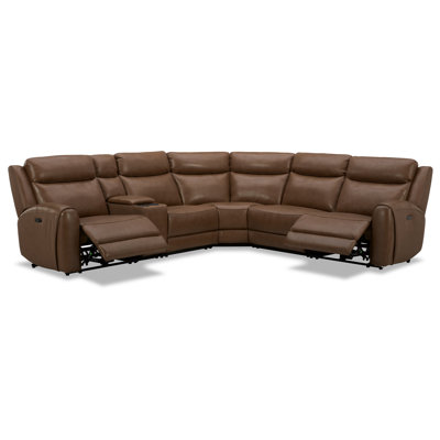 6-Piece Power Reclining Sectional Sofa with Adjustable Headrest & Footrest,Home Theater Couch with Storage Console, Cup Holders & USB Charging Port