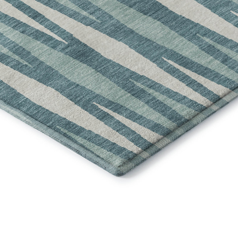 Premium Machine Washable Prisco Teal Rug, Rectangle 1'8" x 2'6"