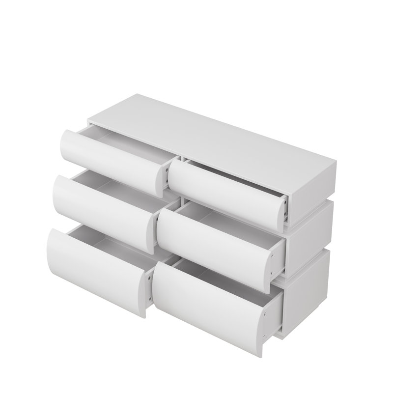 Commode 6 tiroirs pour chambre à coucher, Blanc