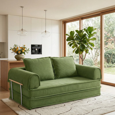 78.7" Convertible Sofa Bed, Corduroy Couch Loveseat Sleeper Sofa, 2 In 1 Folding Couch Bed, Fold Out Floor Couch With Pillows For Living Room Bedroom Lounge
