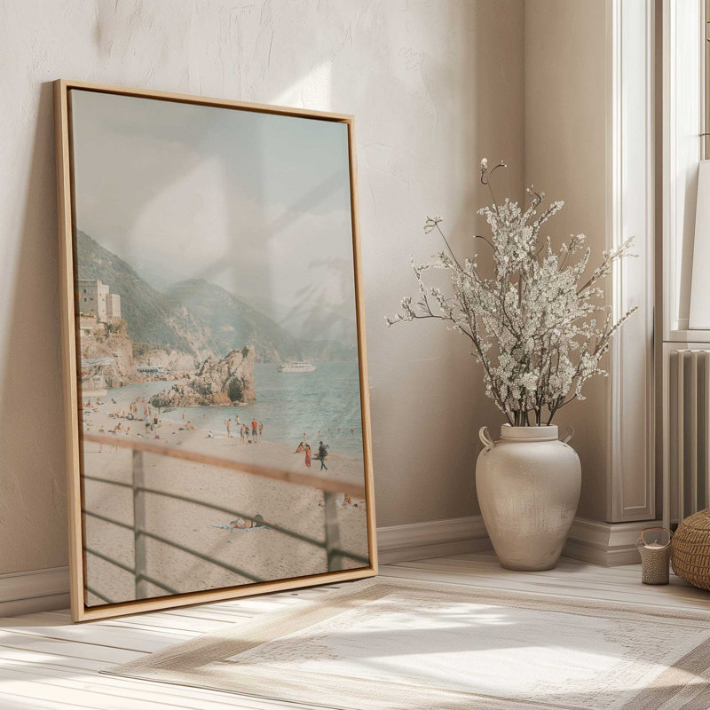 Ocean's Embrace Canvas Print, Opaque White Floater Framed, 48.75" H x 32.75" W x 1.75" D