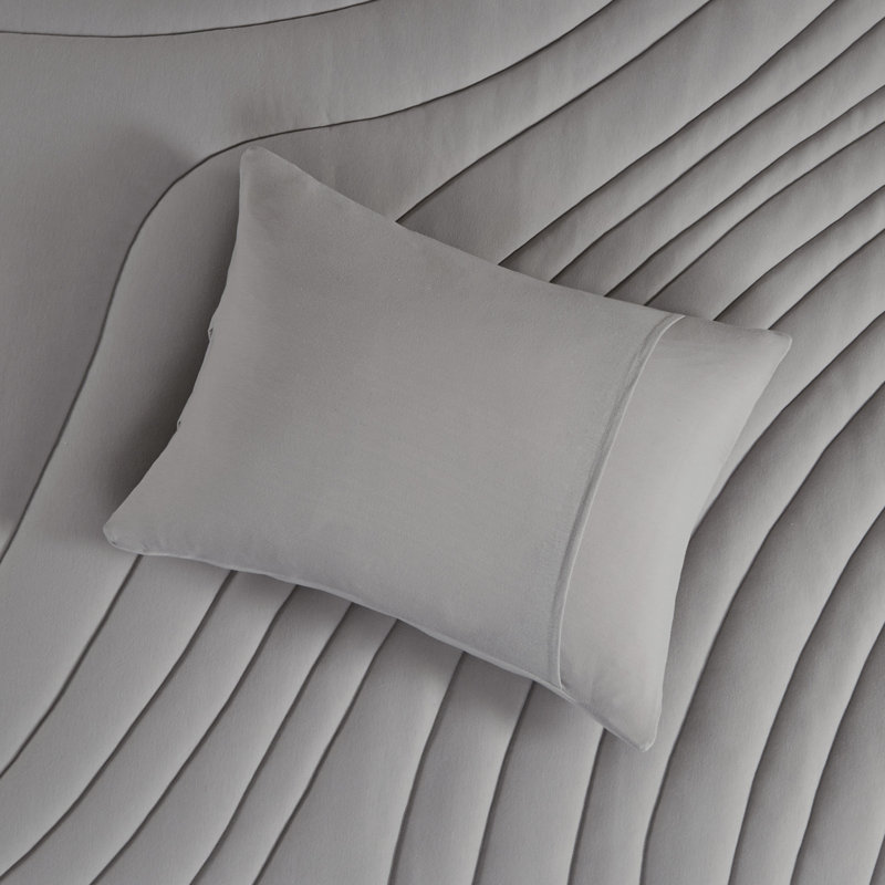 Ensembles de literie PCSSoft, Édredon pour grand lit + 2 taies décoratives, Gris