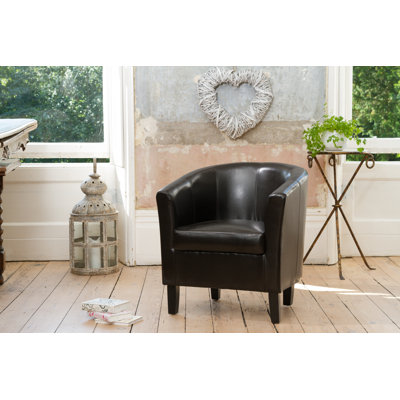 Windle Faux Leather Barrel Chair