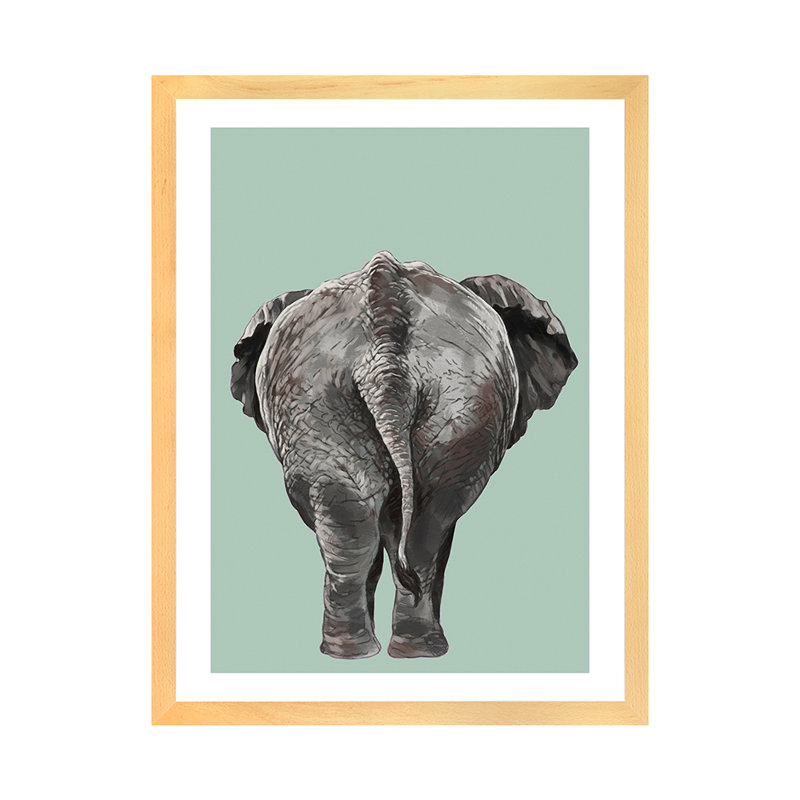 Art de bout éléphant, Papier encadré naturel, H 32 po x l 24 po x P 1 po