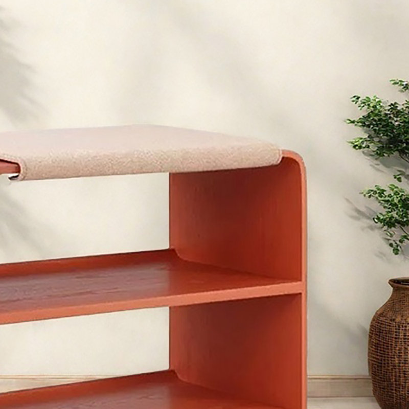 23.6in Shoe Changing Stool Shoe Storage Stool, Orange