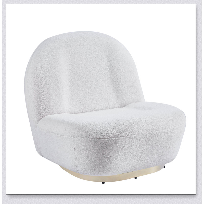 Fauteuil d'appoint pivotant en velours moderne avec base en acier inoxydable, Velours blanc