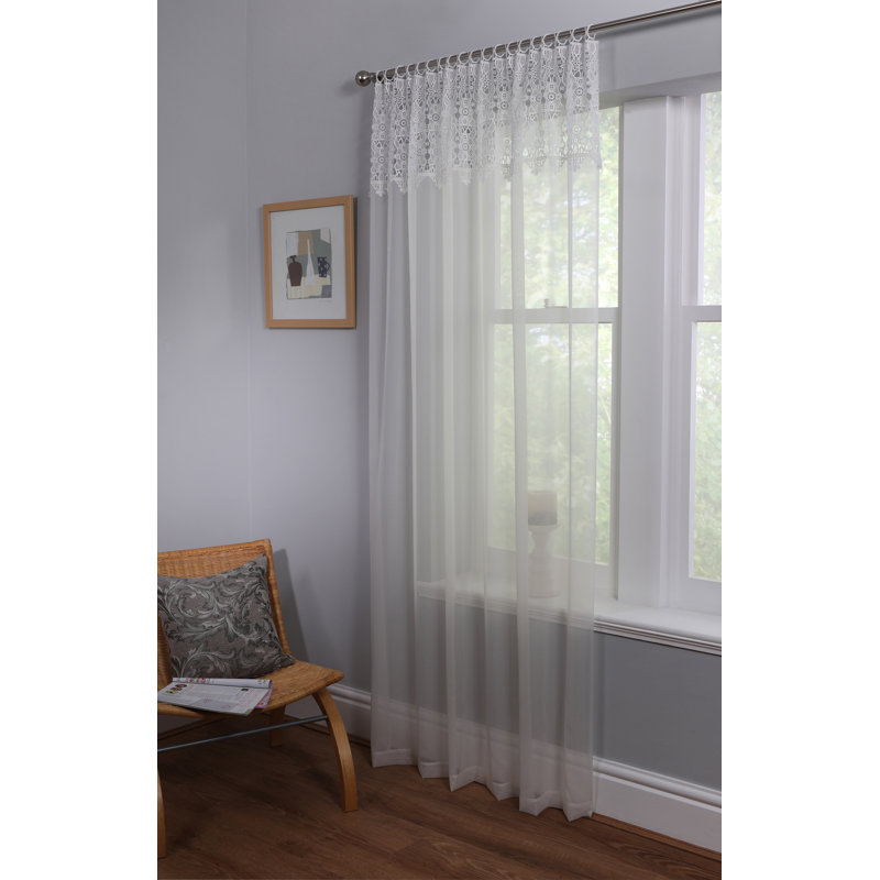 Boxfield Voile Semi Sheer Curtain Single Panel, Cream, 150cm Width x 122cm Drop