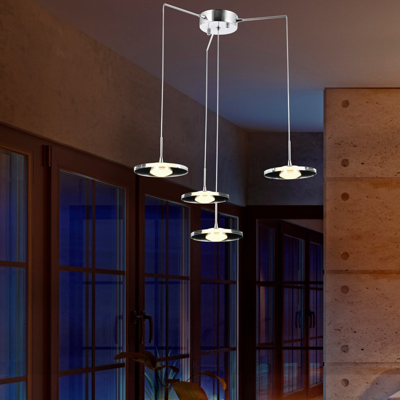 Luminaire suspendu géométrique à 4 lumières DEL