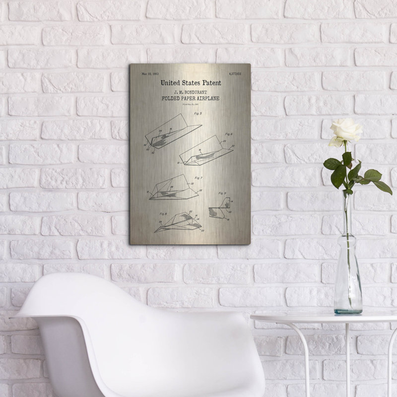 «Paper Plane Blueprint Brevet Parchment» par Patents, H 24 po x l 16 po
